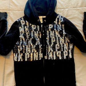 PINK sequins zip up hoodie